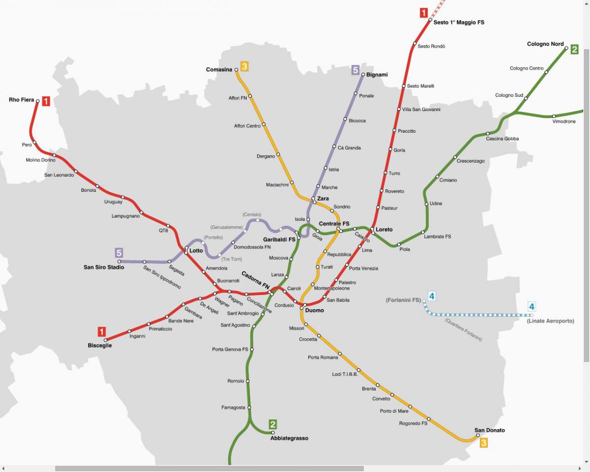 žemėlapis atm milano tramvajų
