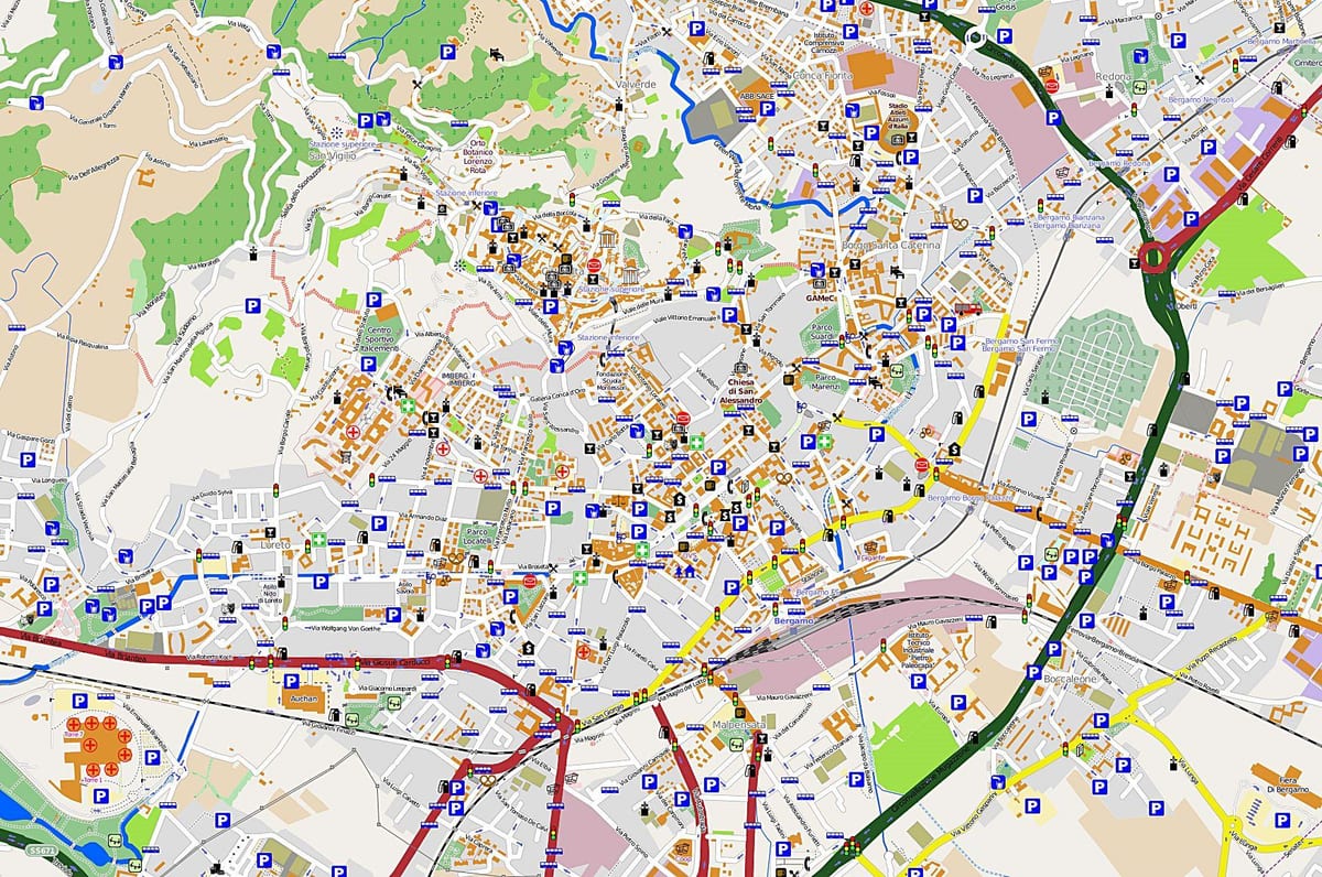 žemėlapis milano bergamo