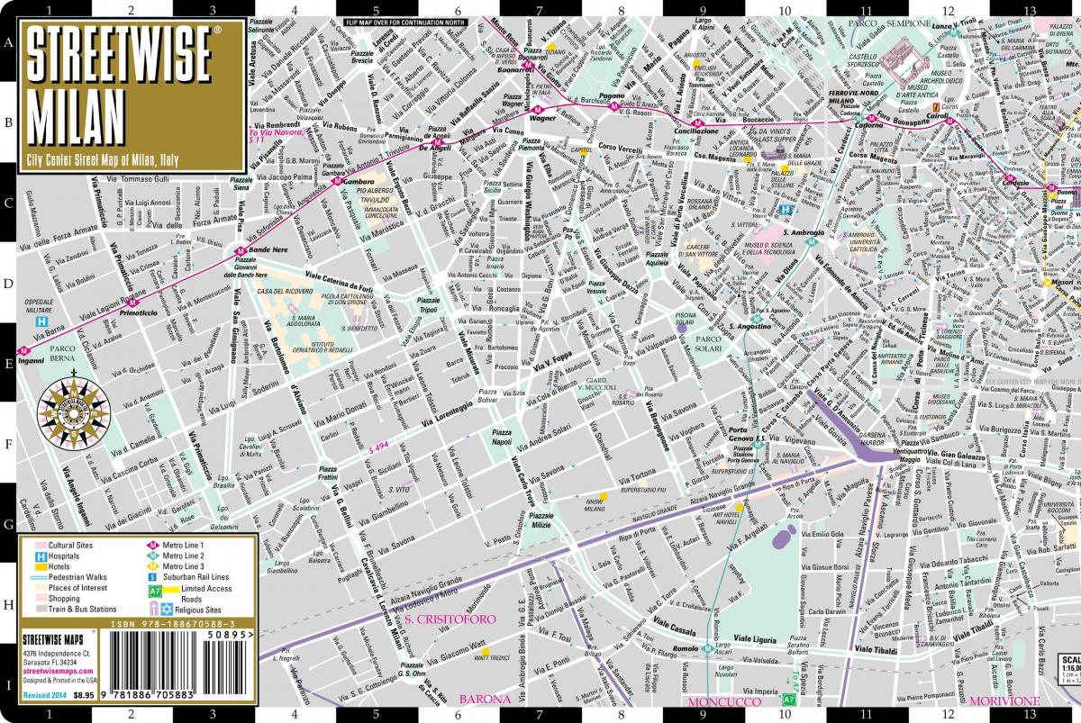 žemėlapis milano miesto centras