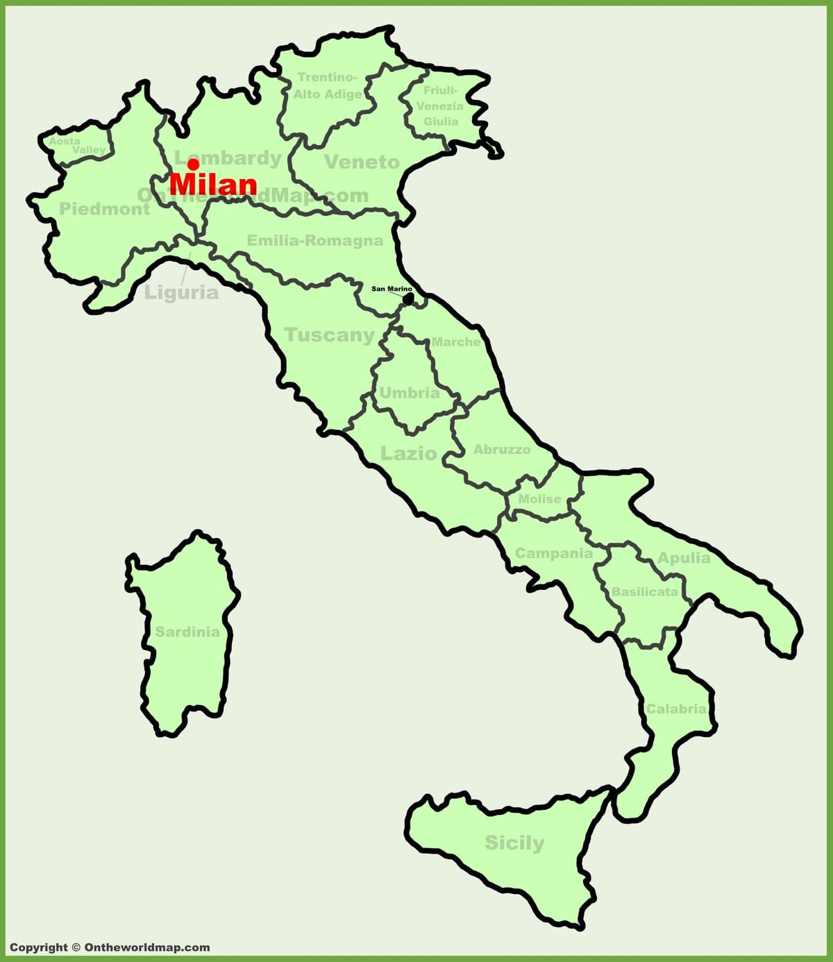 žemėlapis italija kuriame milano