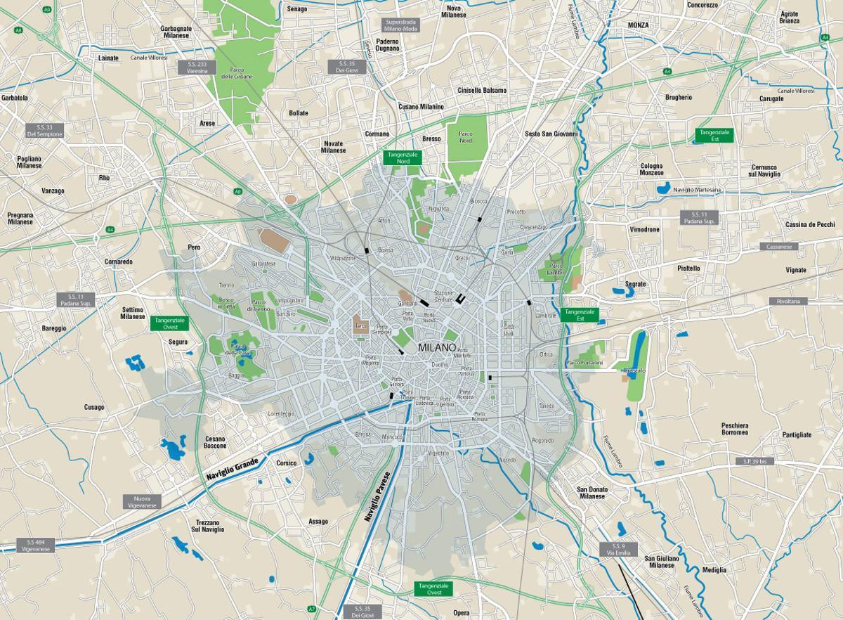 žemėlapis milano kanalai 