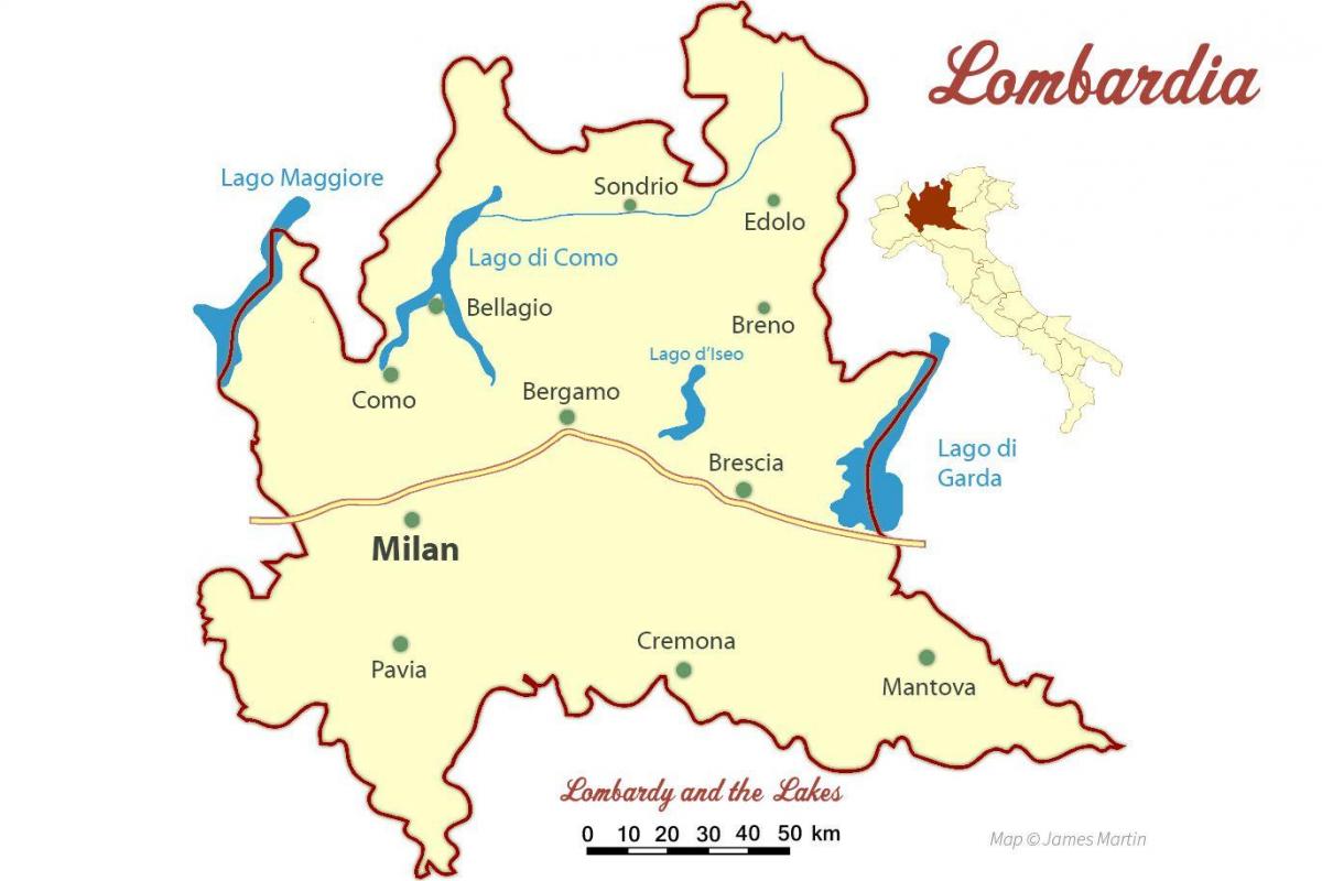 žemėlapis milano lombardijos