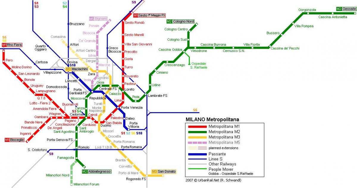 milano metro žemėlapis 2016