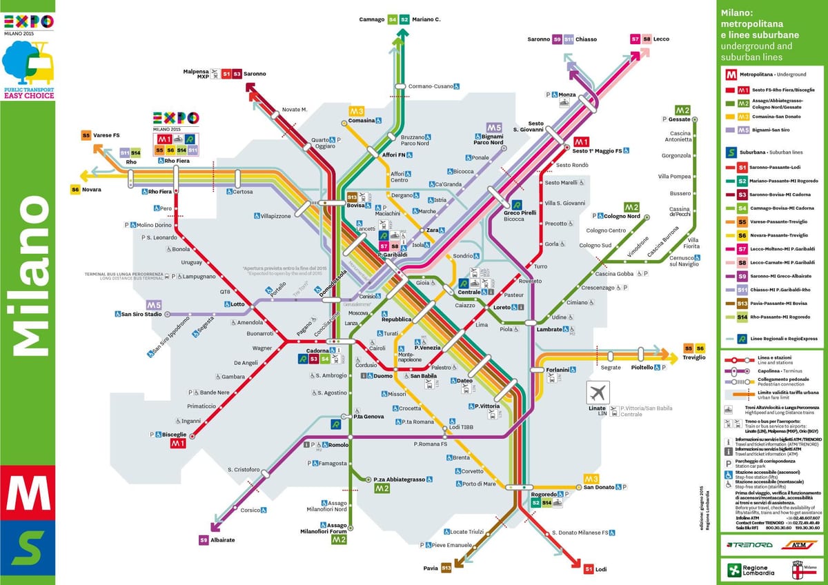 milano miesto žemėlapis