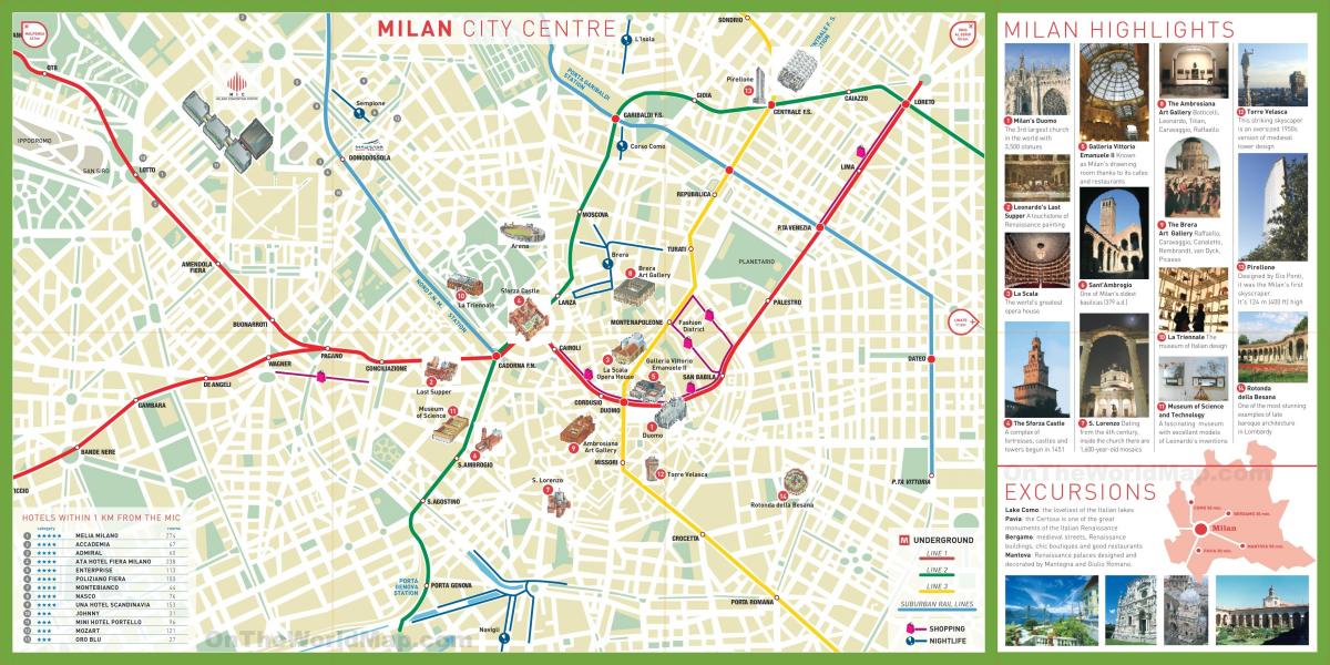 miesto lankytini milano žemėlapis