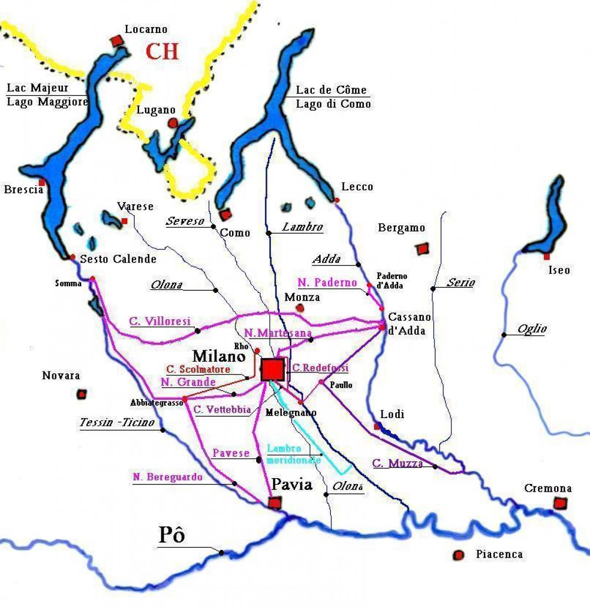 žemėlapis milano navigli rajone