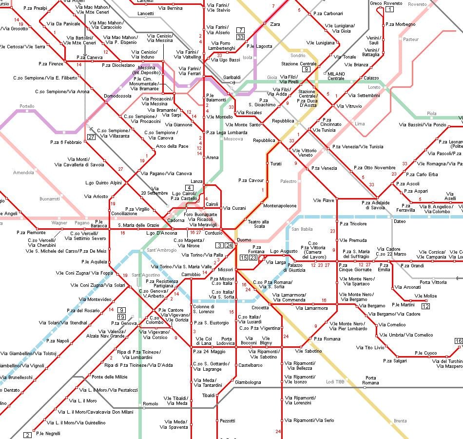 tramvajų žemėlapis milano italija
