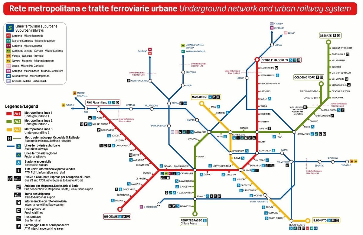 milano transporto žemėlapis