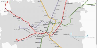 Žemėlapis atm milano tramvajų
