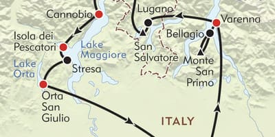 Žemėlapis milano ežerų