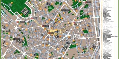 Žemėlapis milano italija turistų lankomas vietas