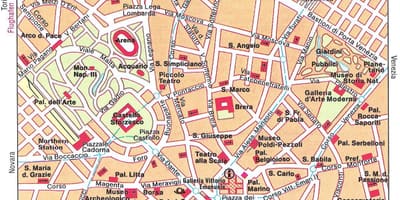 Milano italija turizmo žemėlapis