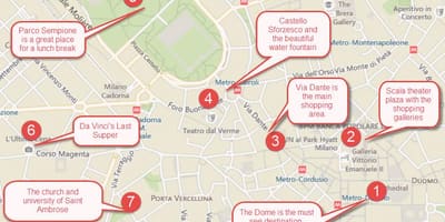 Žemėlapis paskutinė vakarienė milano